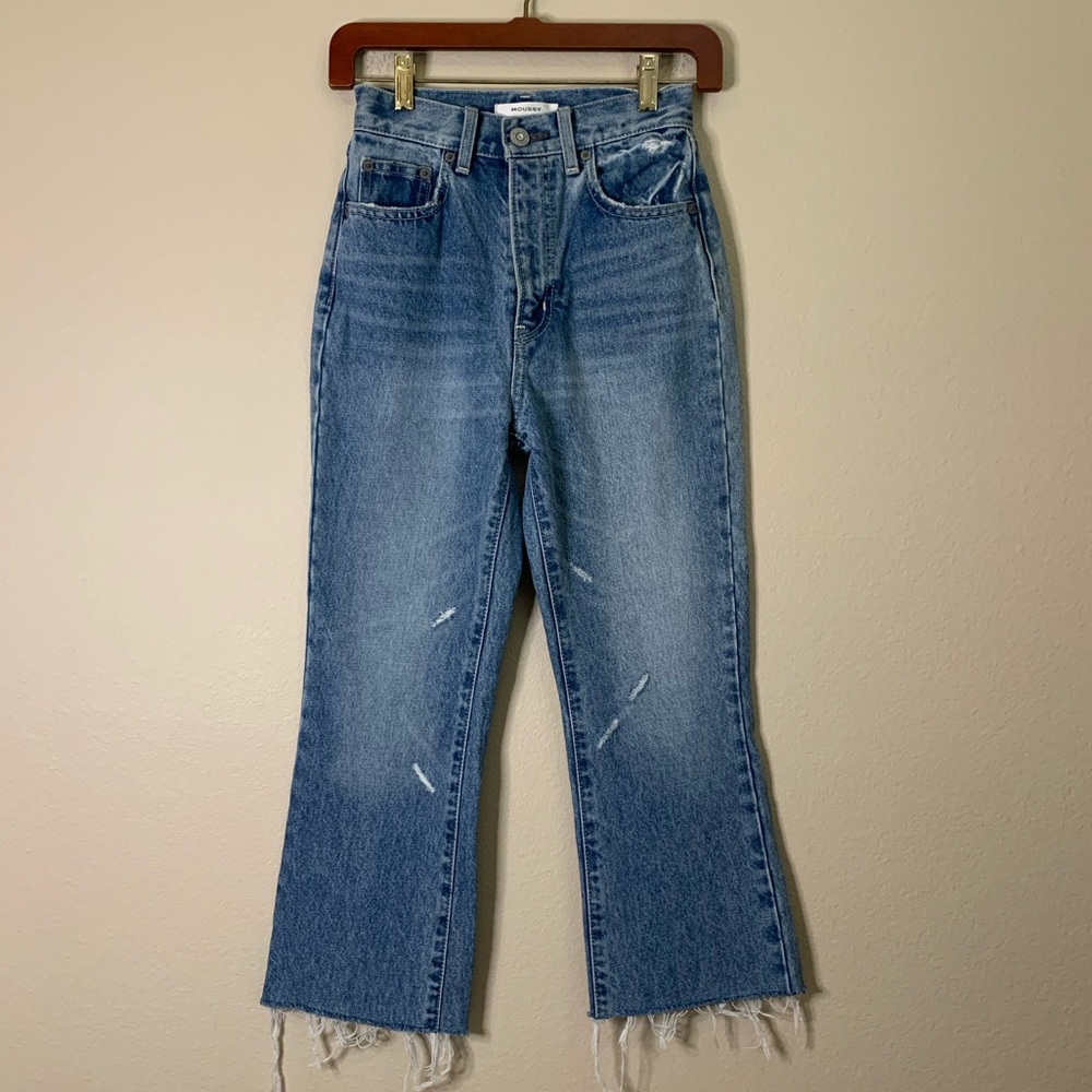 Moussy High Waisted Cropped Raw Hem Jean 24